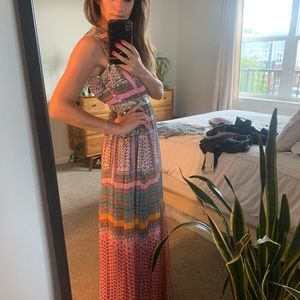 Diane von Furstenberg pink floral maxi dress - sz 4